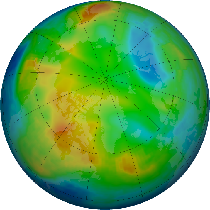 Arctic ozone map for 19 December 1996